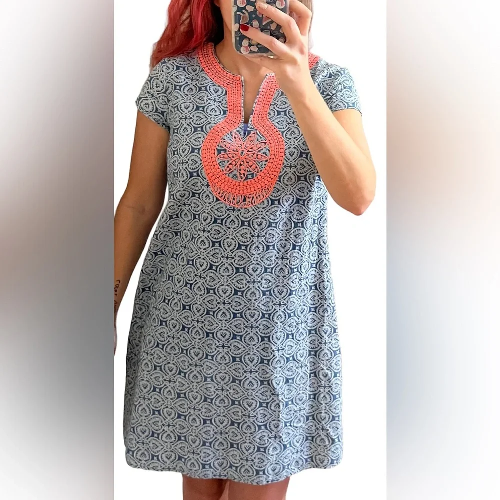 Vineyard Vines summer Tile Indio print linen dress - Picture 1 of 16